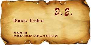 Dencs Endre névjegykártya